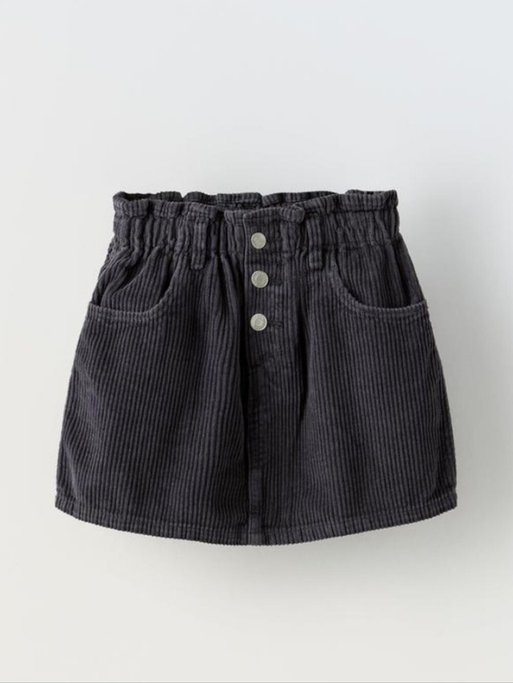 Girls' Black Corduroy Paperbag Skirt